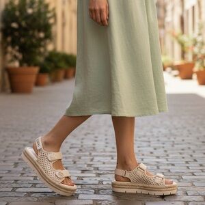 Sam & Libby Cream Woven Sandals